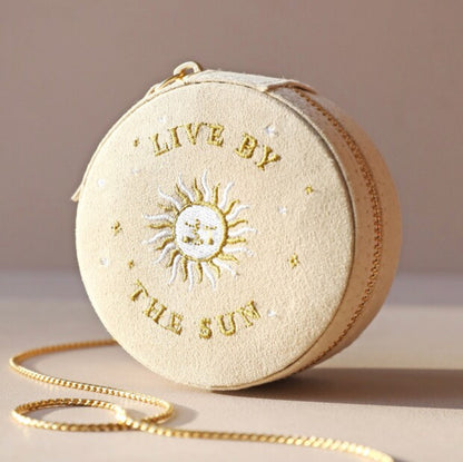 Celestial Sun and Moon Round Jewelry Case